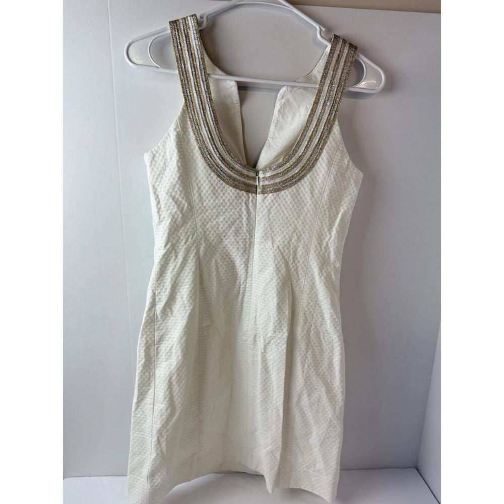 Lilly Pulitzer Valli Shift Dress, Resort White, Size 0 Golden Silver NWT - Picture 5 of 9